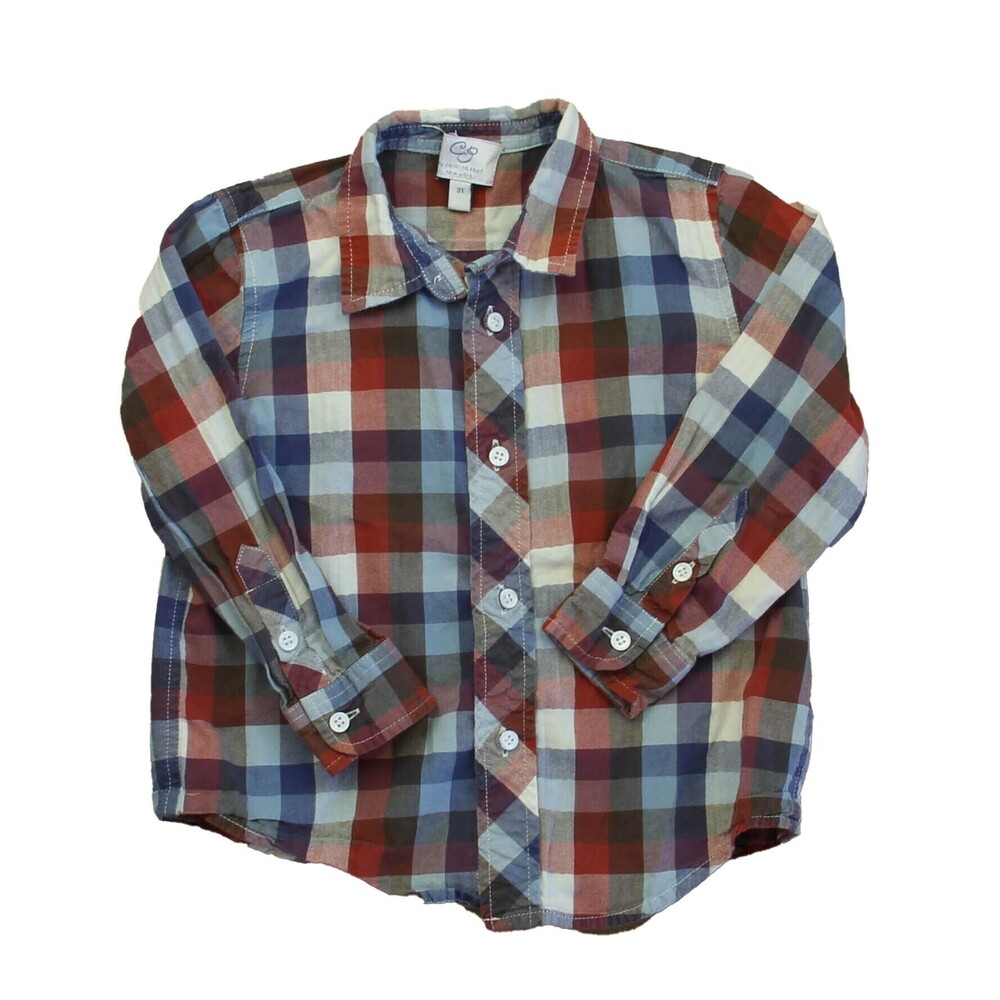 Carolina Zapf Boys Blue | Red Check Button Down Long Sleeve size: 3T
